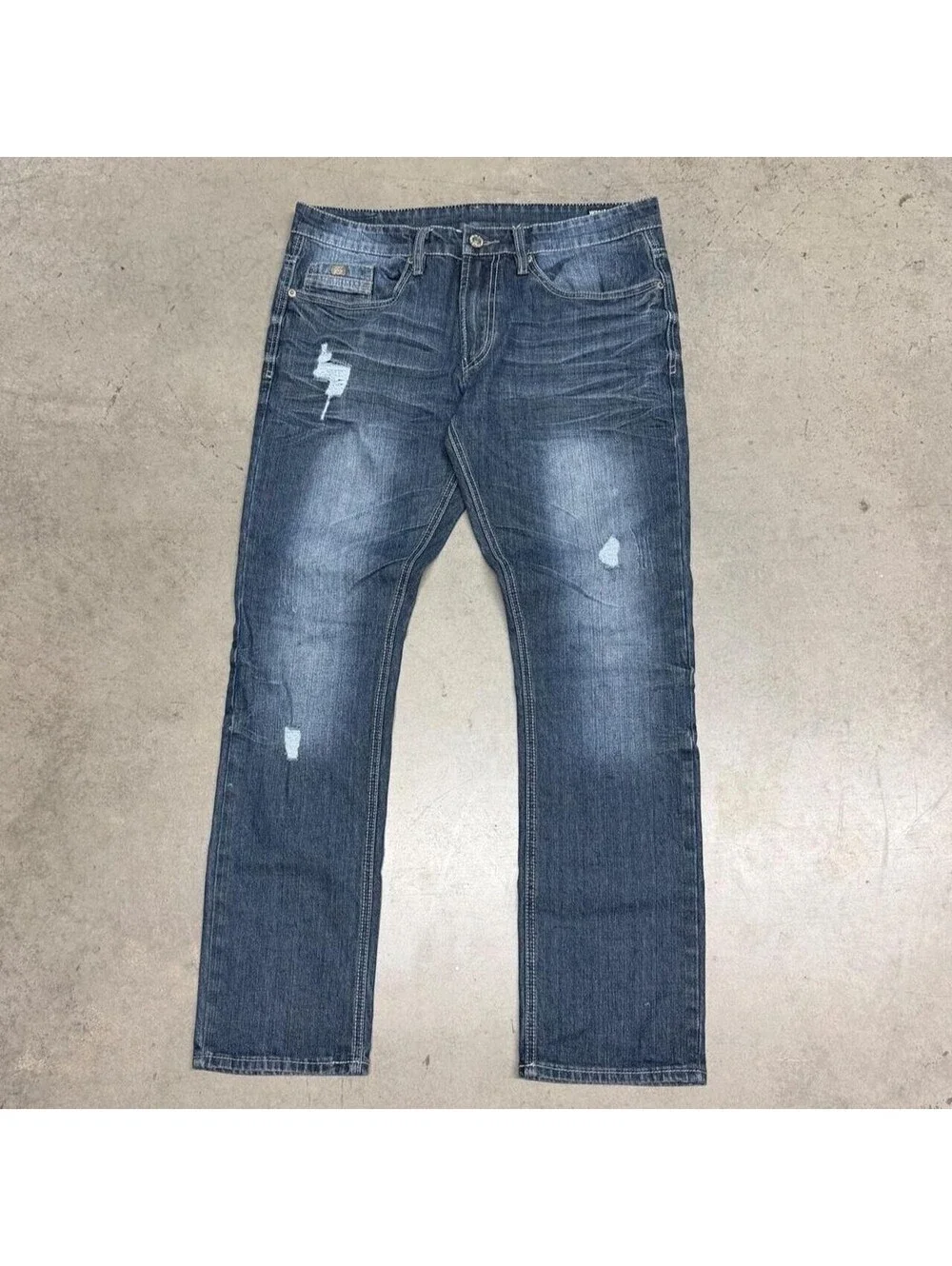 David Bitton Buffalo Max-X Super Skinny Stretch Jeans Mens 32x30 Blue Distressed